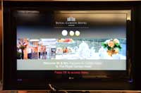 Welcome message on TV
