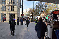 In front of the station